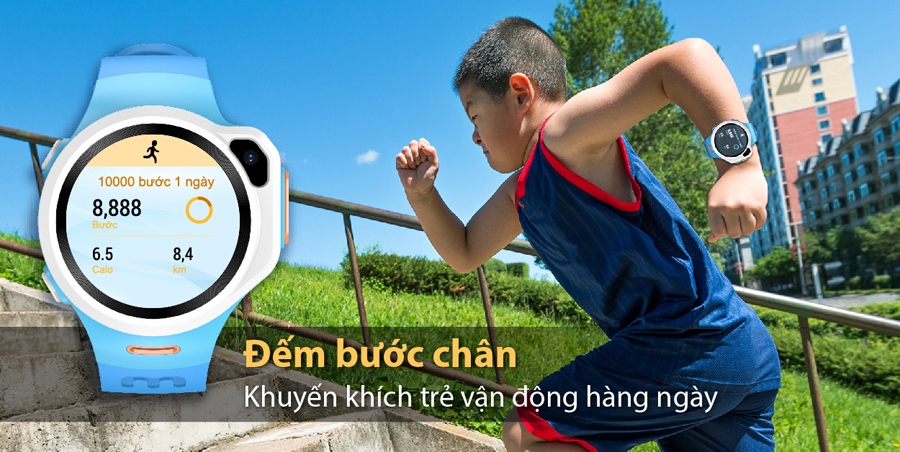 Đồng hồ định vị trẻ em myAlo (đồng hồ thông minh trẻ em) được trang bị cảm biến lực G-Sensor để đếm số bước đi hàng ngày của trẻ.