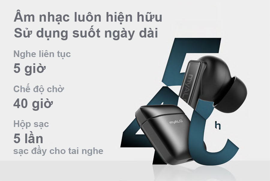 Tai nghe không dây myALO Z-One Pro có dung lượng pin lớn, nghe suốt cả ngày