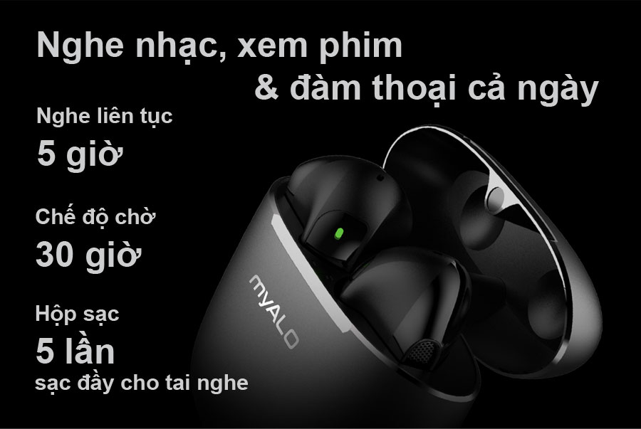 Tai nghe không dây myALO Z-One có dung lượng pin lớn, nghe suốt cả ngày