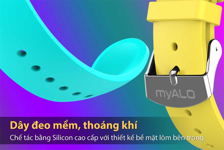 Đồng hồ thông minh trẻ em, đồng hồ định vị trẻ em myALO K64 có dây đeo bằng silicon cao cấp, mềm mại và thoáng khí.