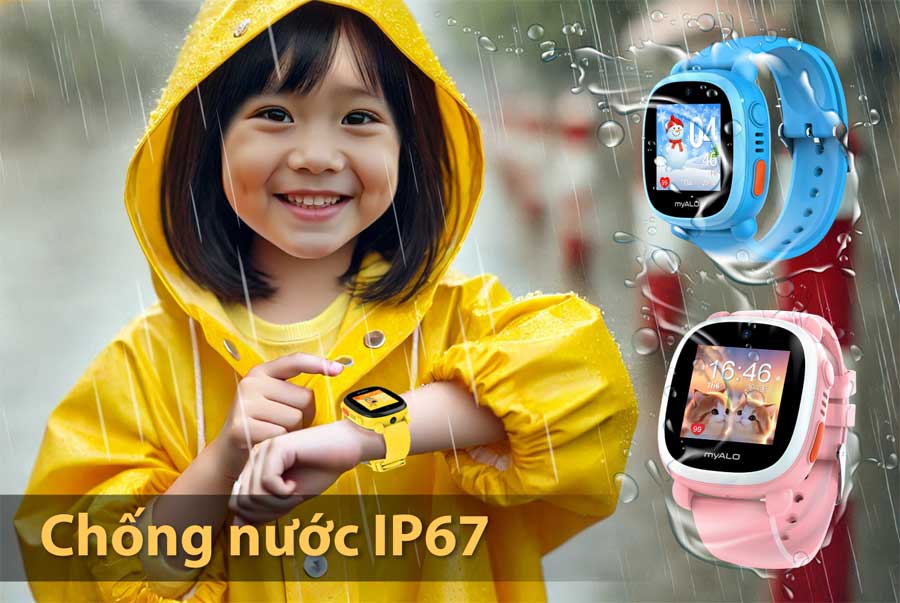 Đồng hồ thông minh trẻ em, đồng hồ định vị trẻ em myALO K64 có thiết kế kín, chống bụi và chống nước theo tiêu chuẩn IP67.