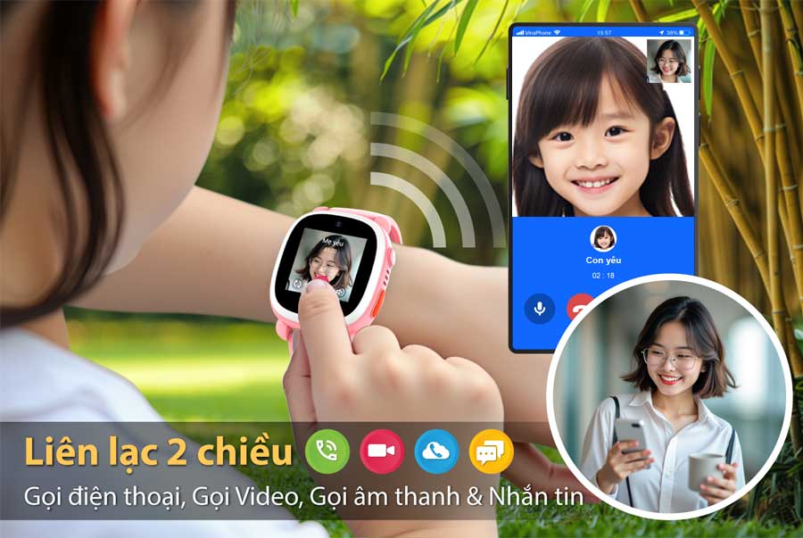 Đồng hồ thông minh trẻ em, đồng hồ định vị trẻ em myALO K64 có chức năng gọi điện thoại, gọi video và gọi âm thanh qua internet