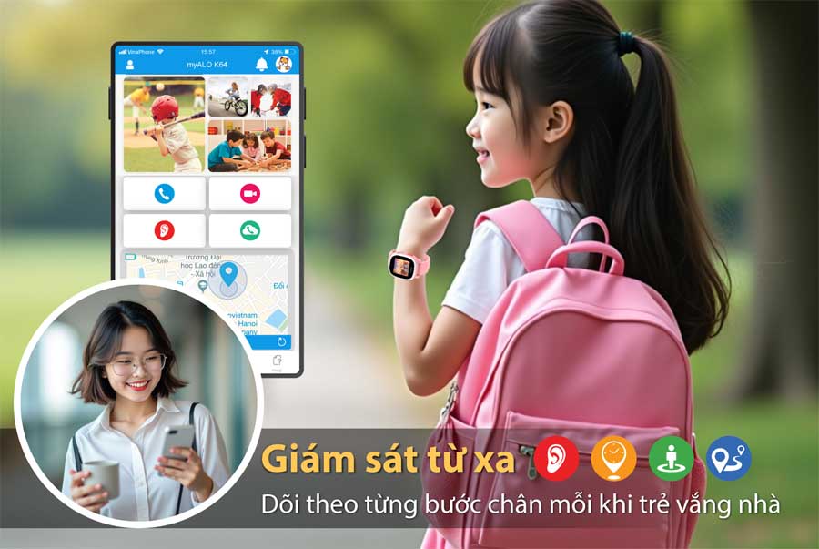 Đồng hồ thông minh trẻ em, đồng hồ định vị trẻ em myALO K64 giúp bố mẹ giám sát trẻ từ xa.