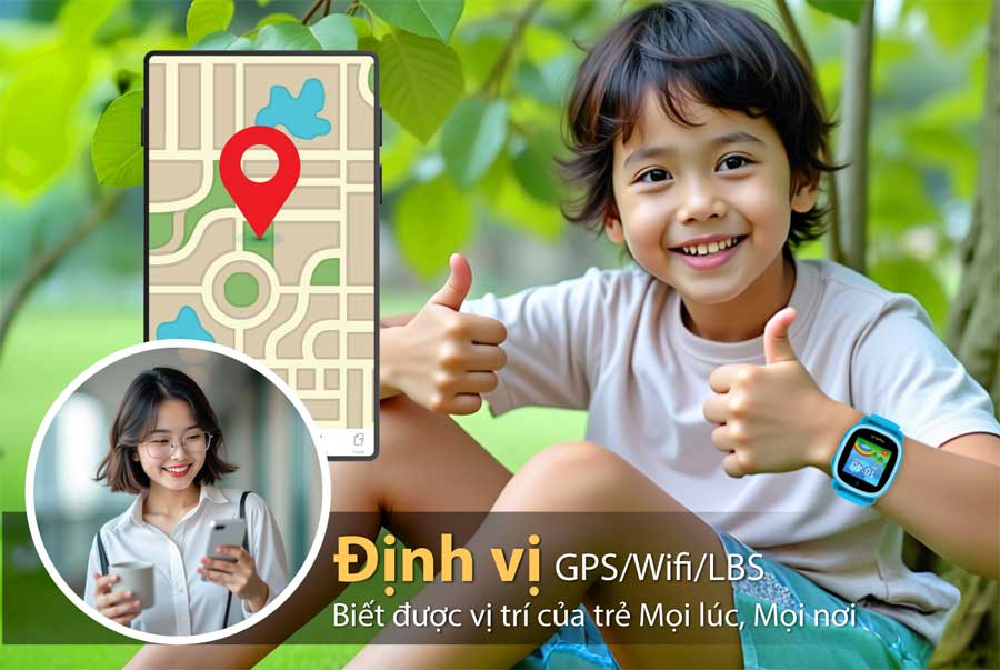 Đồng hồ thông minh trẻ em, đồng hồ định vị trẻ em myALO K64 tích hợp chức năng định vị thông minh GPS, LBS và Wi-Fi.