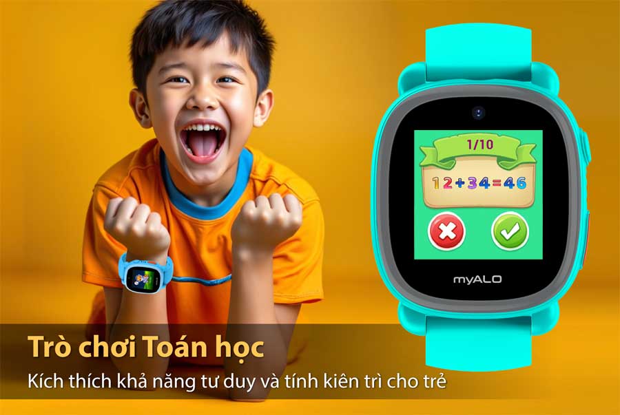 Đồng hồ thông minh trẻ em, đồng hồ định vị trẻ em myALO K64 tích hợp trò chơi toán học.