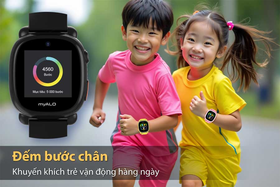 Đồng hồ thông minh trẻ em, đồng hồ định vị trẻ em myALO K64 tích hợp cảm biến G-sensor để theo dõi vận động của trẻ hàng ngày.