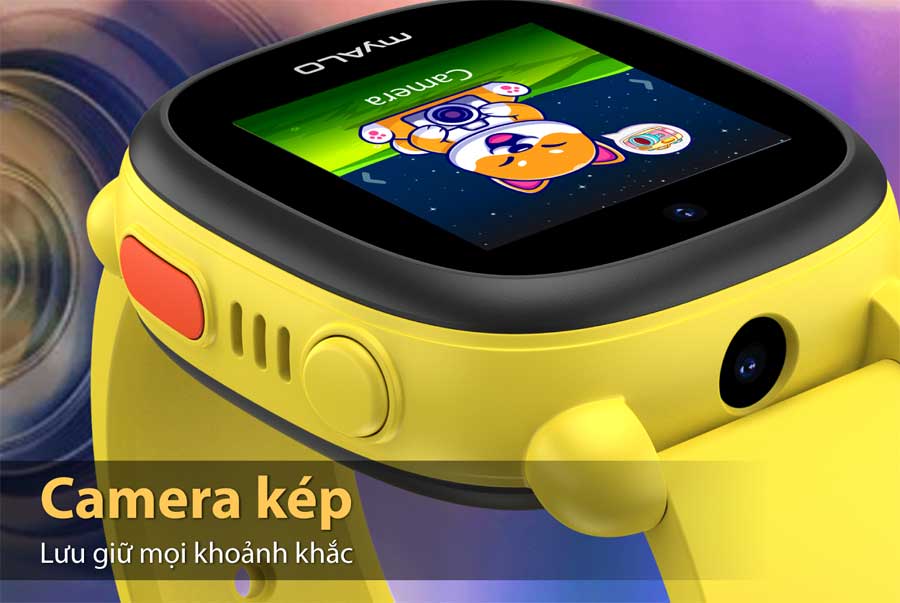 Đồng hồ thông minh trẻ em, đồng hồ định vị trẻ em myALO K64 tích hợp camera kép để chụp ảnh.