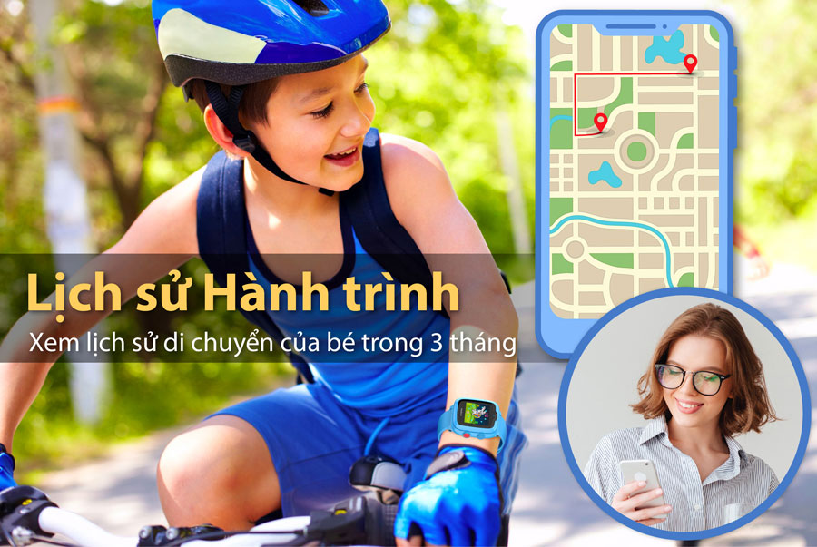 Đồng hồ thông minh trẻ em, đồng hồ định vị trẻ em myALO K74 ghi lại lịch sử di chuyển của trẻ trong 3 tháng gần nhất.