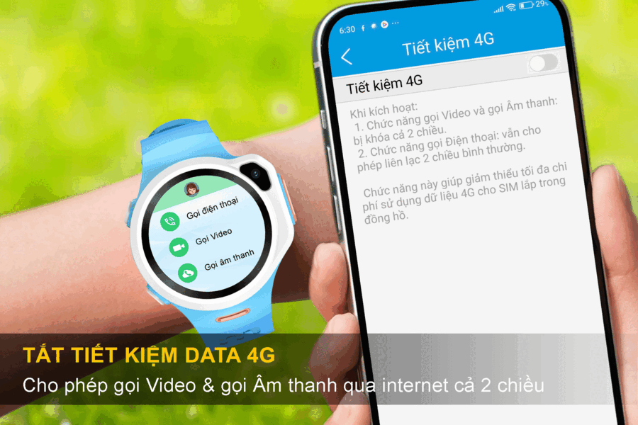 Đồng hồ K84 cho phép kích hoạt chế độ tiết kiệm Data để giảm tối đa chi phí sử dụng